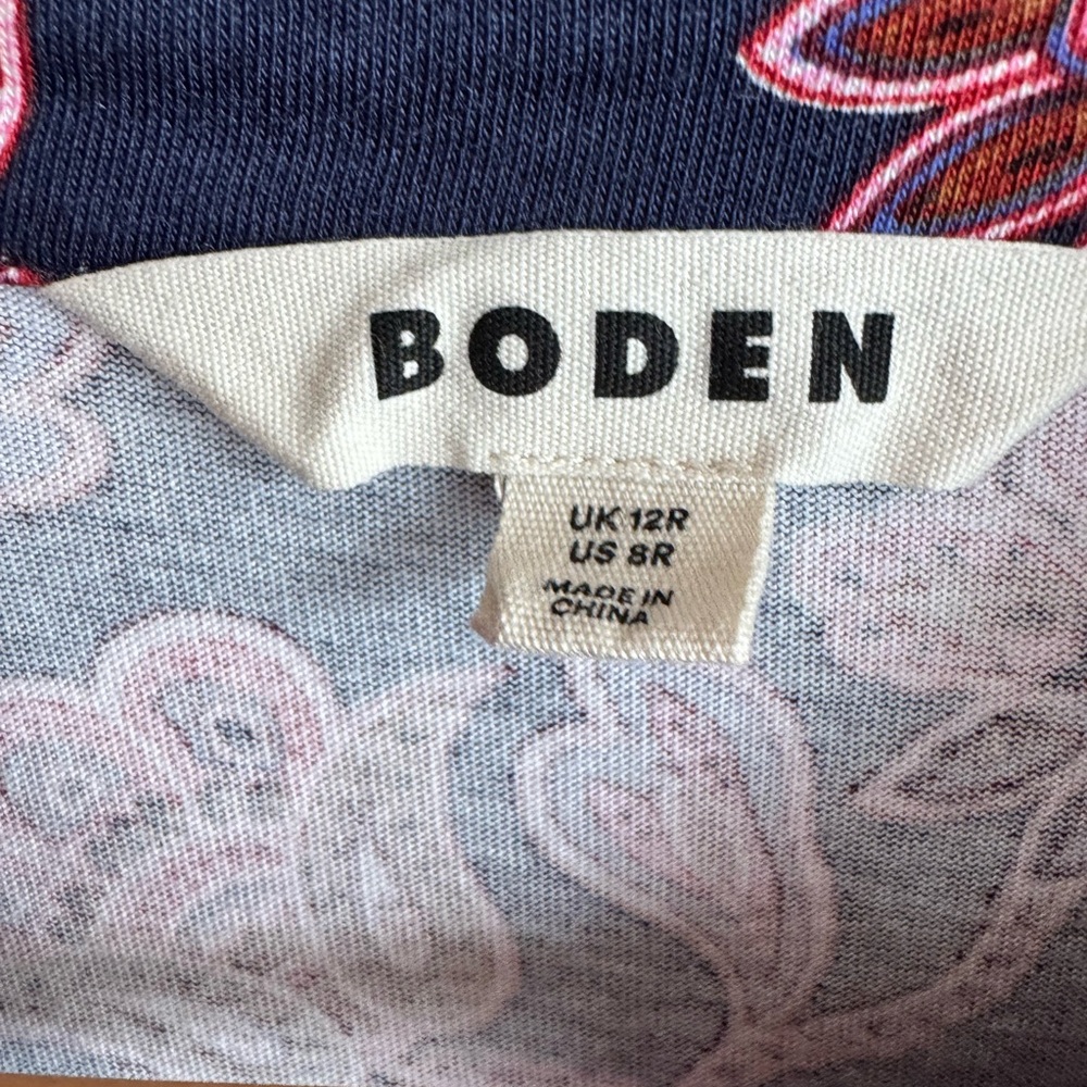 Boden Jemima Tiered Jersey Dress Rich Navy, Pink Ornate Pattern size 12 Regular - Picture 7 of 15